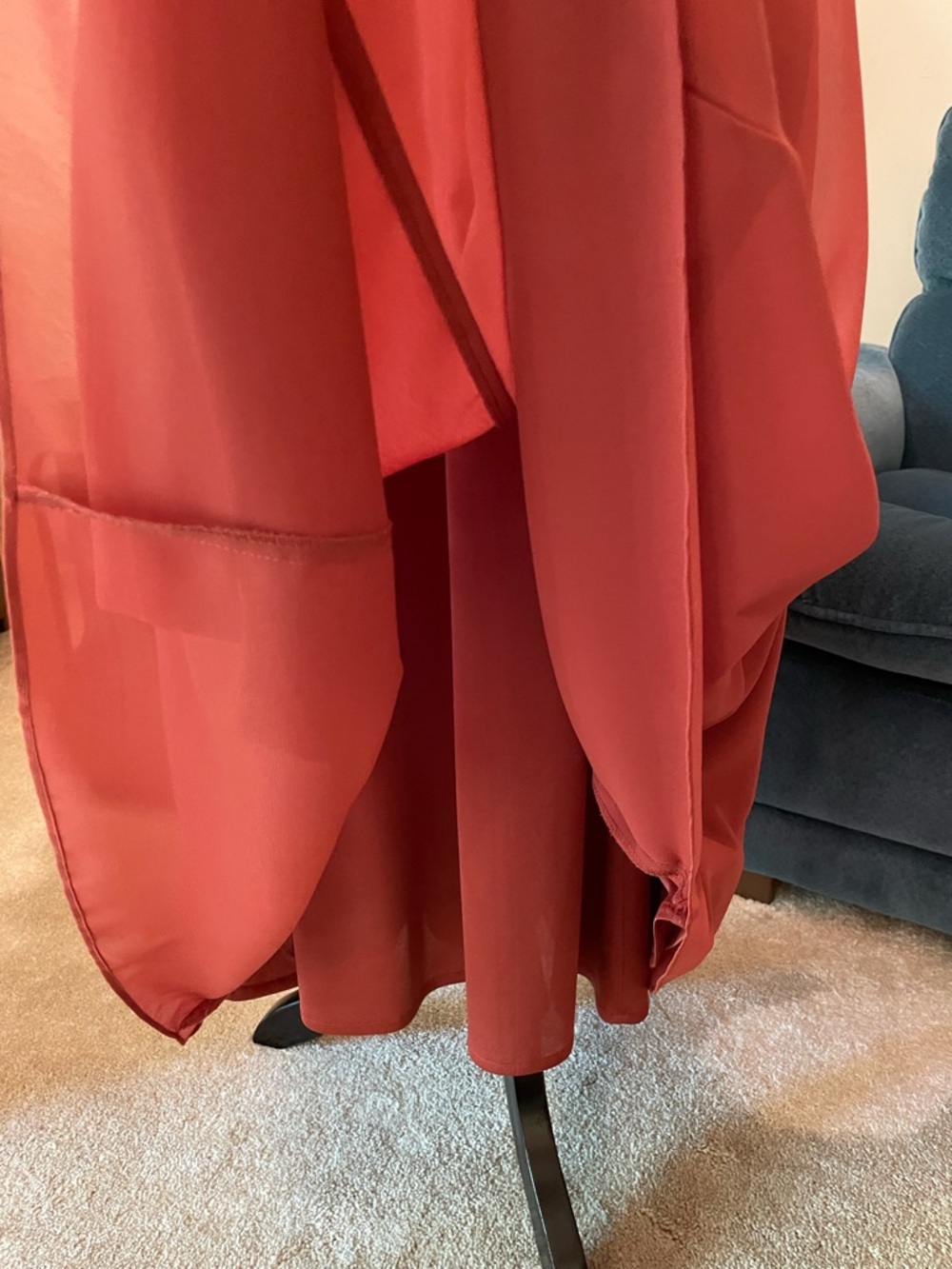David’s Bridal Chiffon Cinnamon Square Neckline Lace Up Back Dress With Pockets - Picture 7 of 12